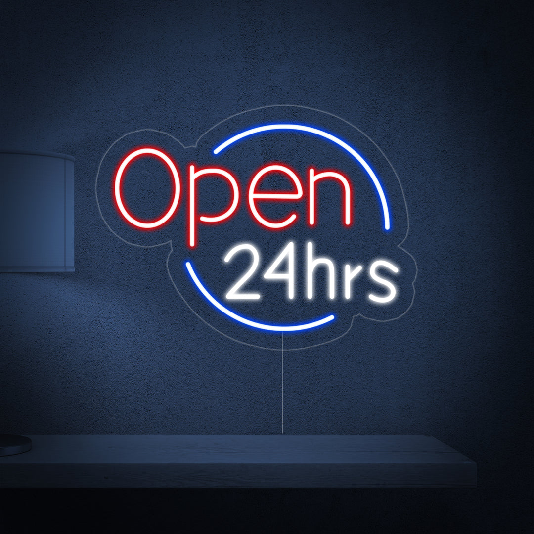 "Open 24 Hrs" Neon Verlichting
