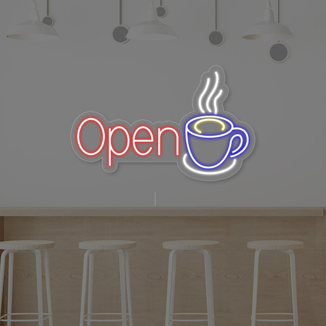 "Open, Koffiekop" Neon Verlichting