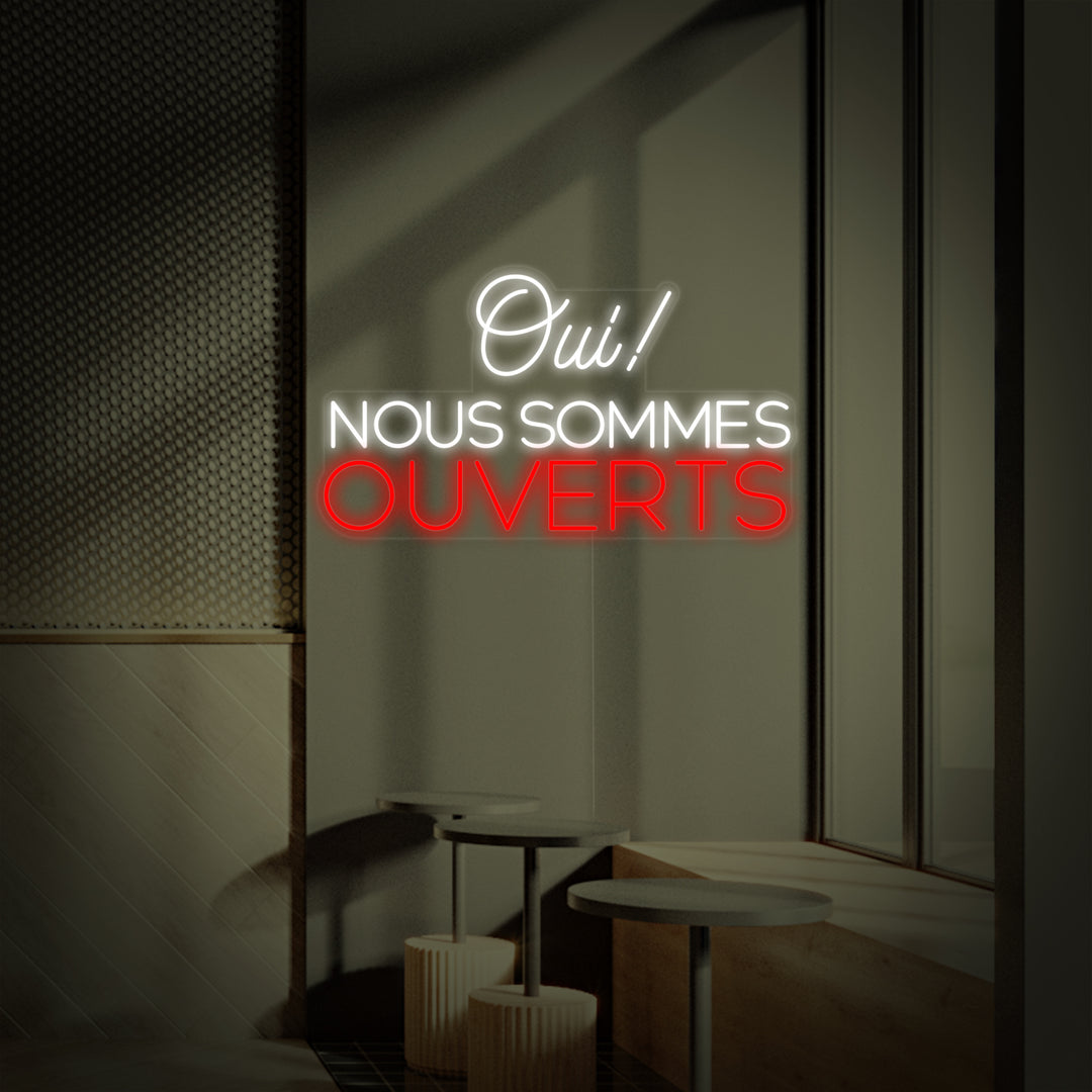 "Oui Nous Sommes Ouverts" Neon Verlichting