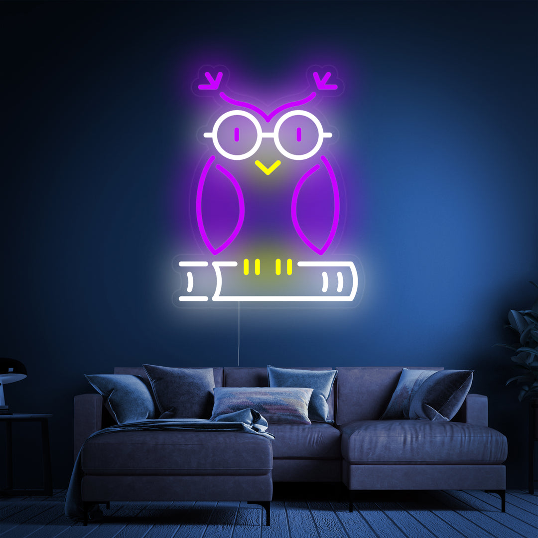 "Uil Op Boek" Neon Verlichting