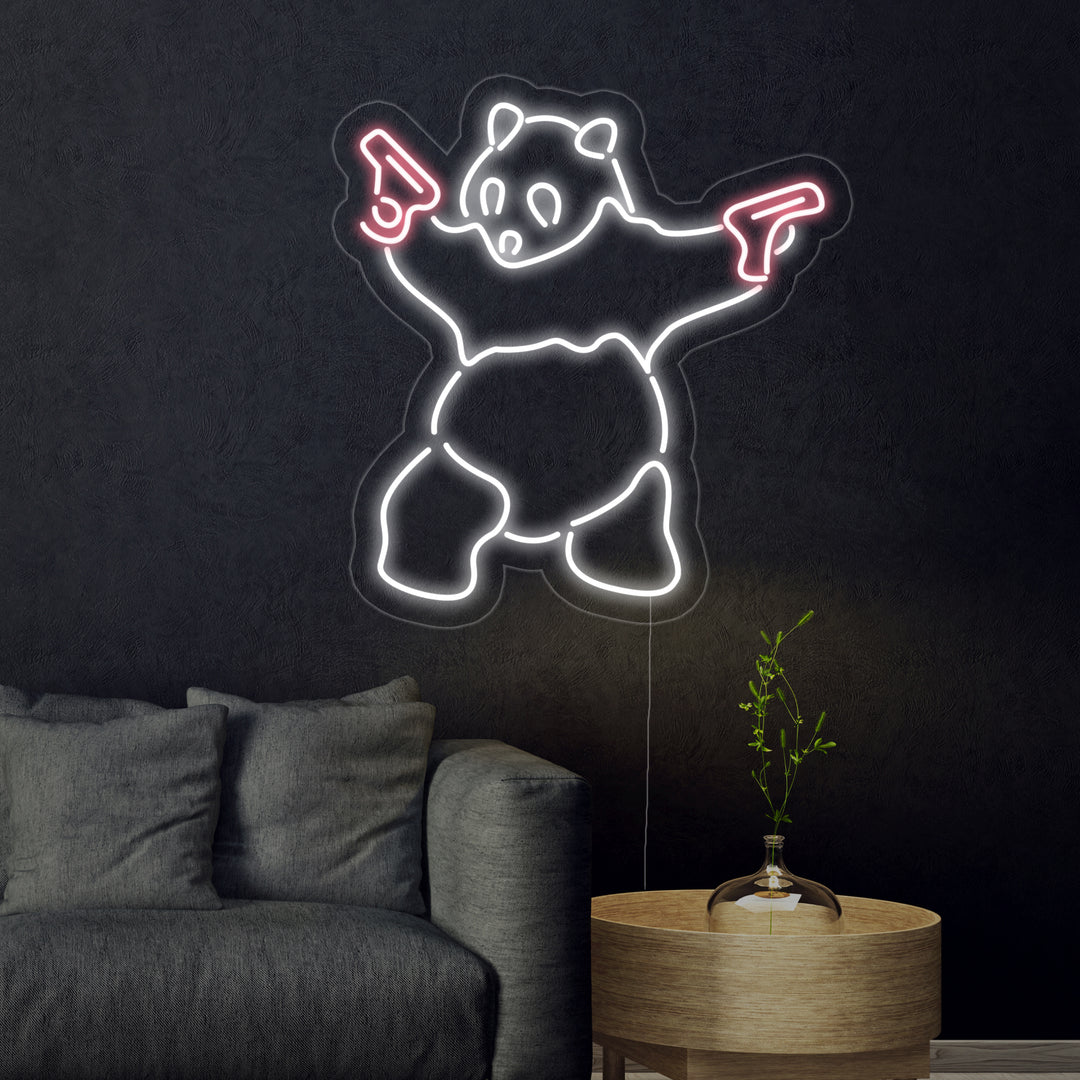 "Panda, Pistool" Neon Verlichting