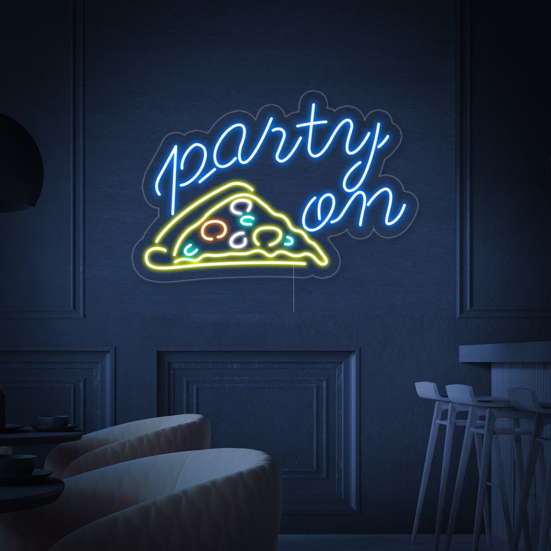 "Party On Pizza" Neon Verlichting