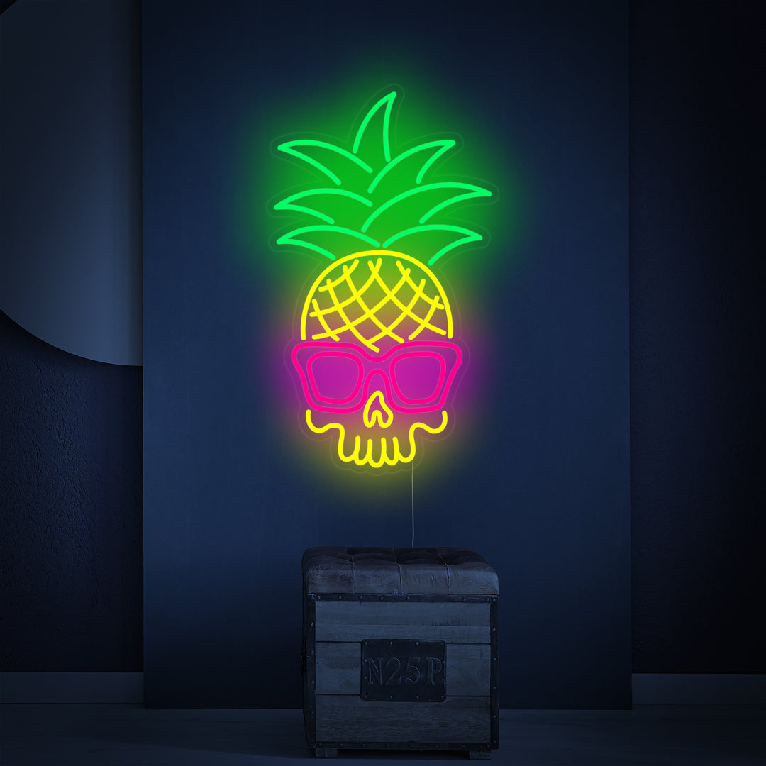 "Ananas Schedel" Neon Verlichting