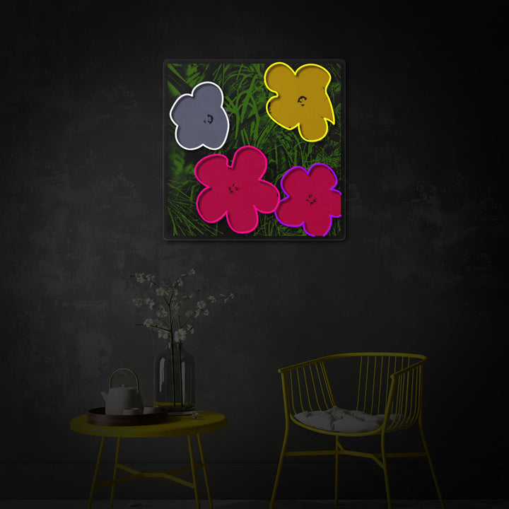 "Pop Art in Bloom, Famous Artist's Flowers" UV-geprint LED-neonbord