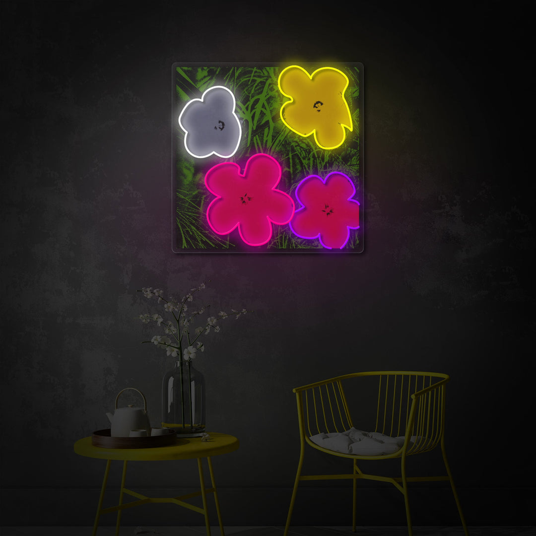 "Pop Art in Bloom, Famous Artist's Flowers" UV-geprint LED-neonbord