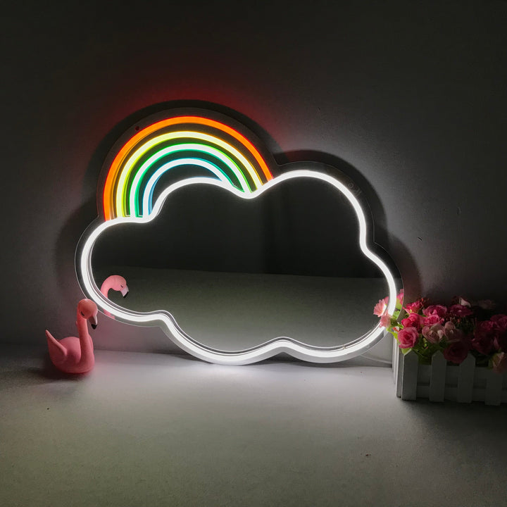 "Regenboogwolk, Dromerige Kleurverandering" Spiegel Neon Verlichting