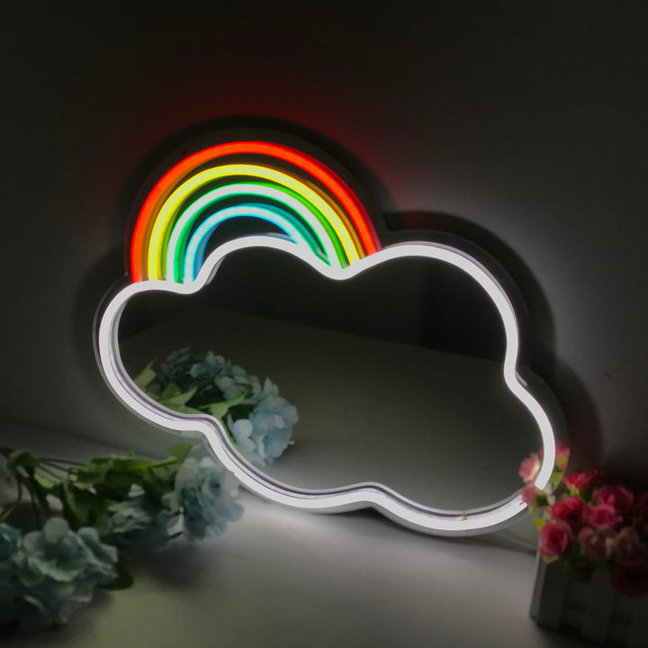 "Regenboogwolk, Dromerige Kleurverandering" Spiegel Neon Verlichting