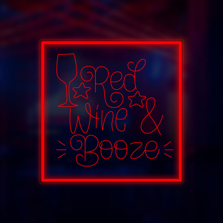 "Red Wine & Booze" Miniatuur Neonbord