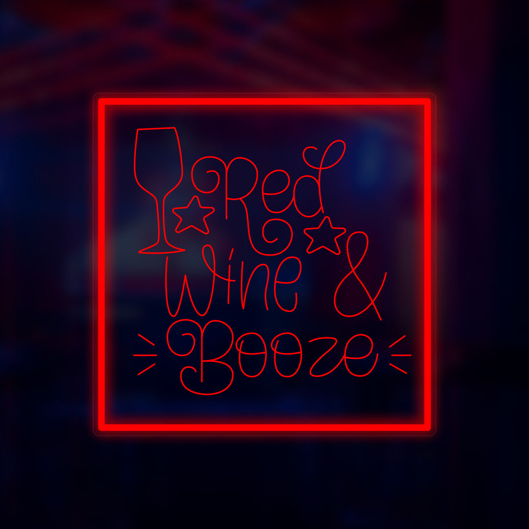 "Red Wine & Booze" Miniatuur Neonbord