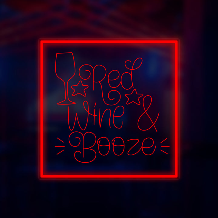 "Red Wine & Booze" Miniatuur Neonbord