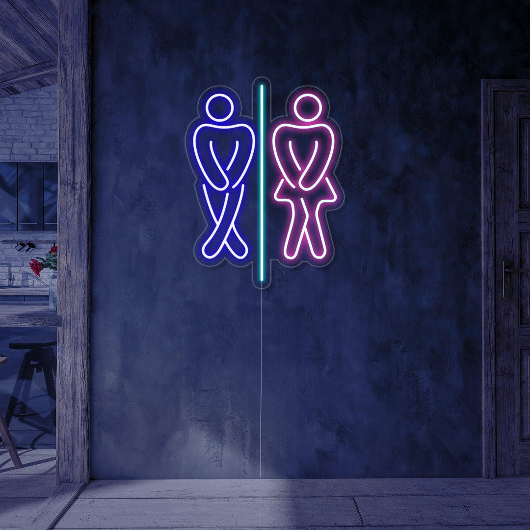 "Toilet, jongen, meisje, toilet" Neon Verlichting