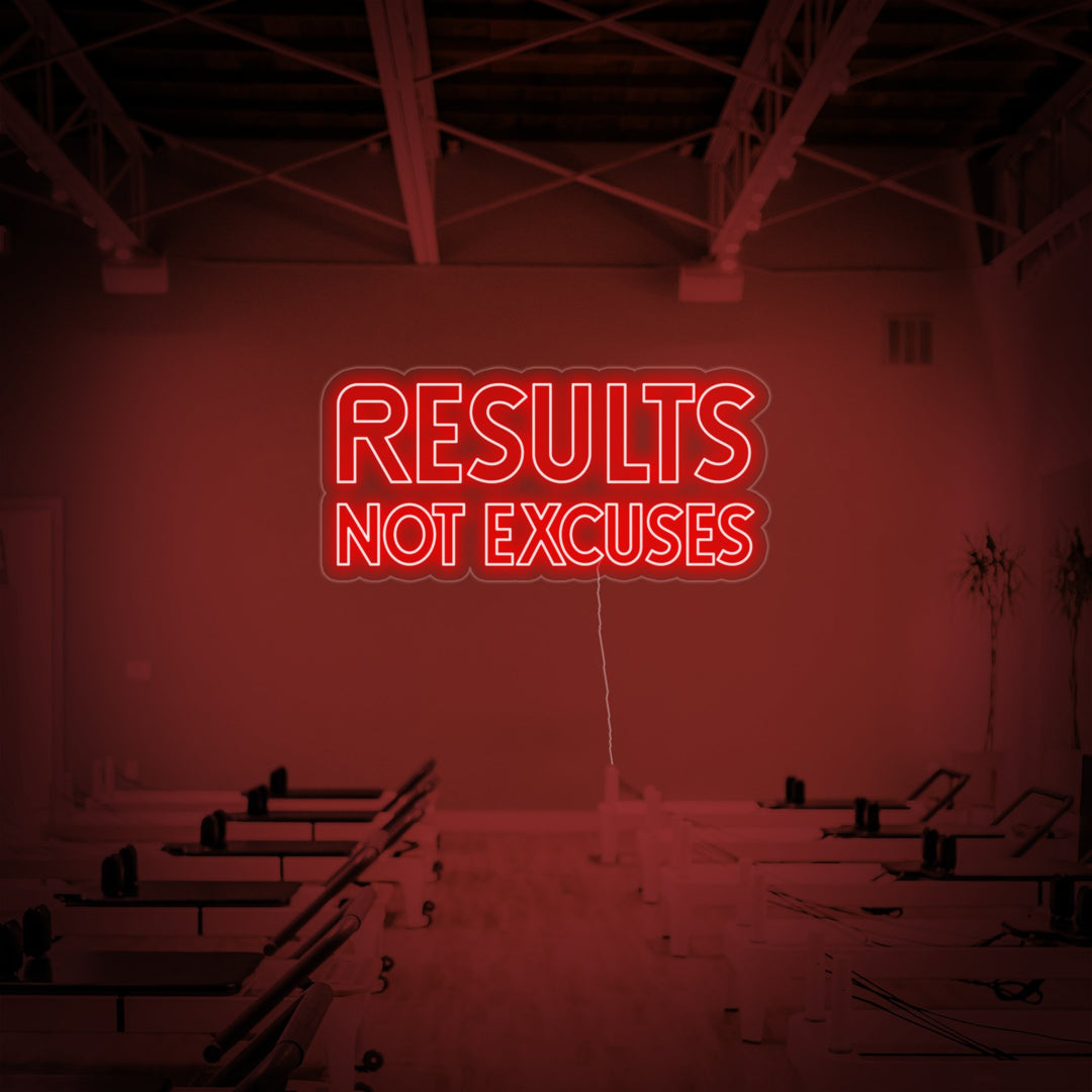 "Results Not Excuses, Decor Sportschool, Fitness Quotes, Fitness Quotes, Workout Quotes" Neon Verlichting