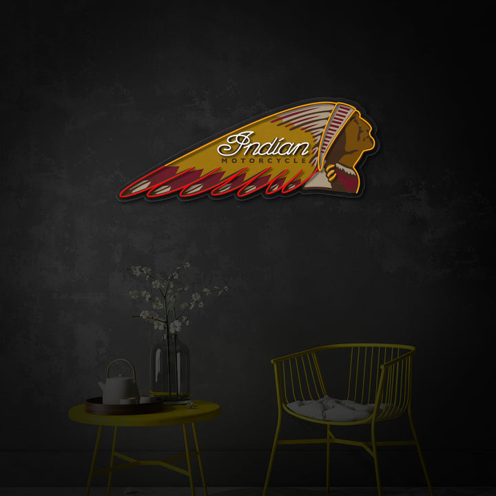 "Retro motorfiets" UV-geprint LED-neonbord