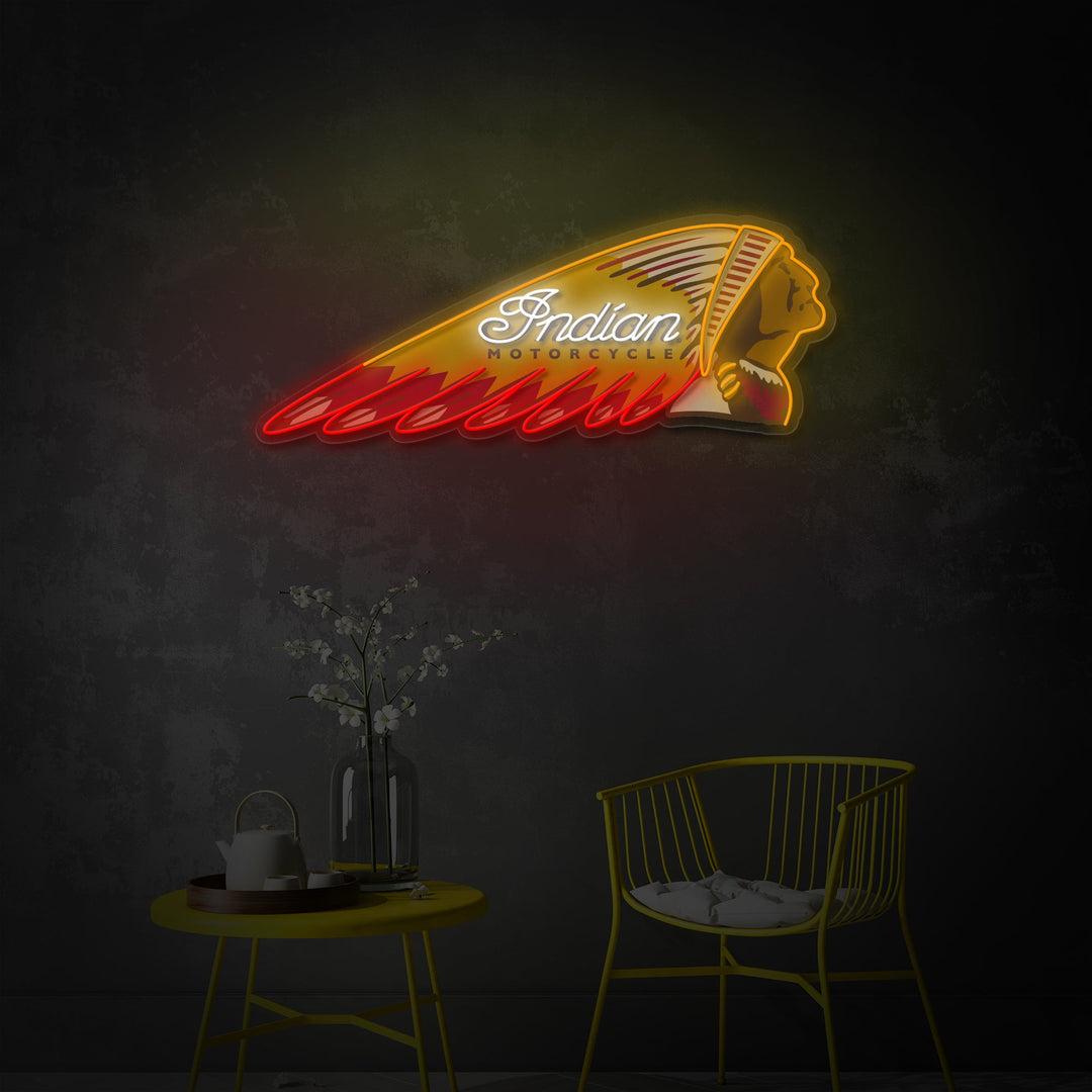 "Retro motorfiets" UV-geprint LED-neonbord