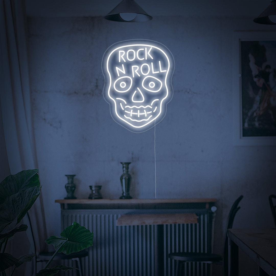 "Rock N Roll, Schedel" Neon Verlichting