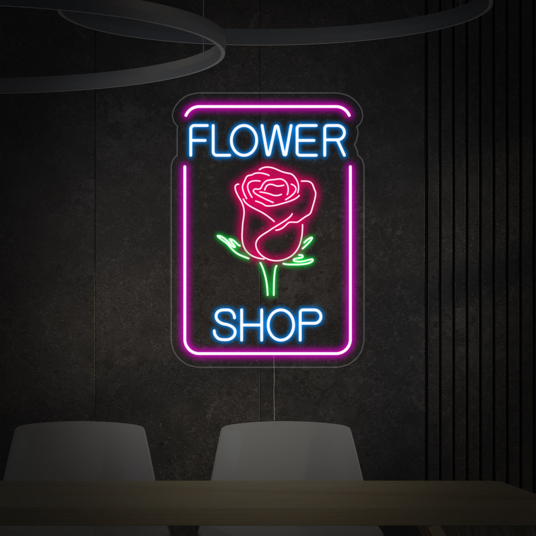 "roos, Flower Shop" Neon Verlichting