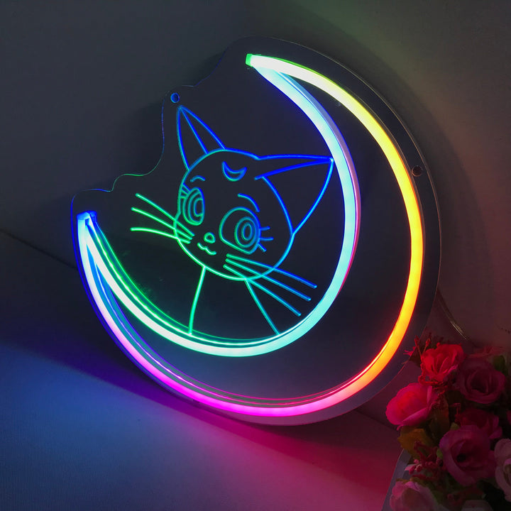 "Sailor Moon Luna, Anime, Dromerige Kleurverandering" Spiegel Neon Verlichting