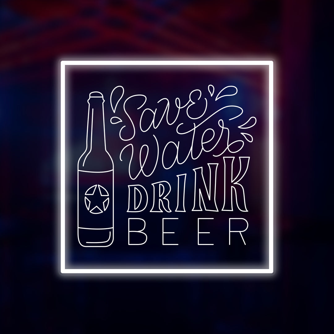"Save Water Drink Beer" Miniatuur Neonbord