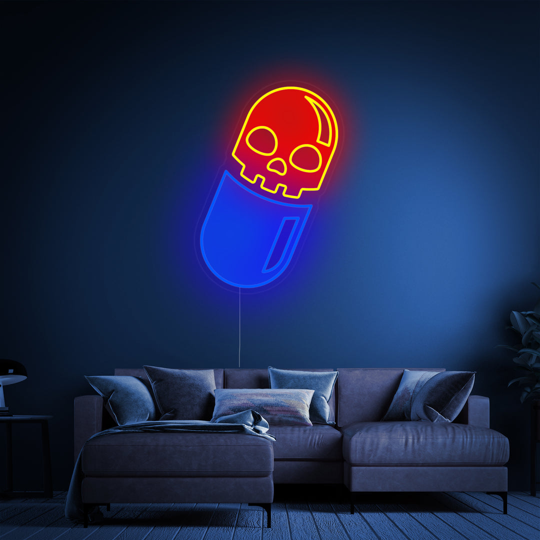 "Schedel Pil UV Print" Neon Verlichting