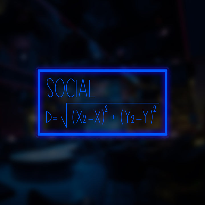 "De Wiskunde Van Sociale Afstand" Miniatuur Neonbord