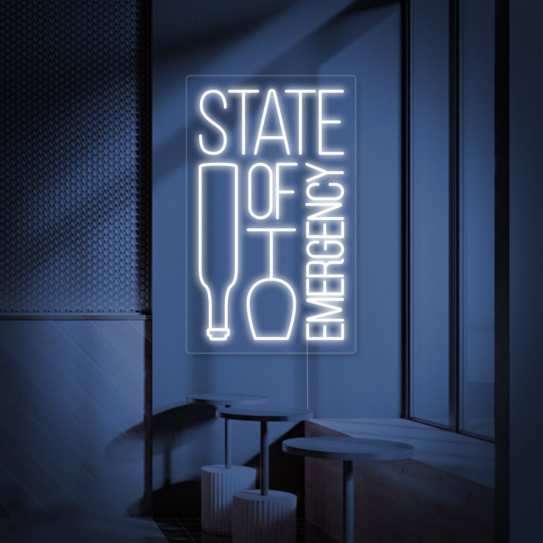 "State of Emergency, Wijnfles, Bar" Neon Verlichting
