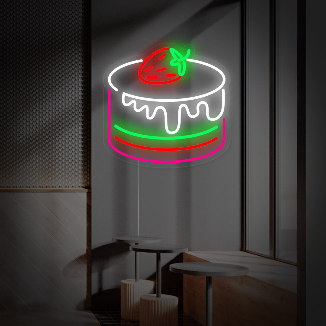 "Aardbeientaart Cafe Bakkerij" Neon Verlichting