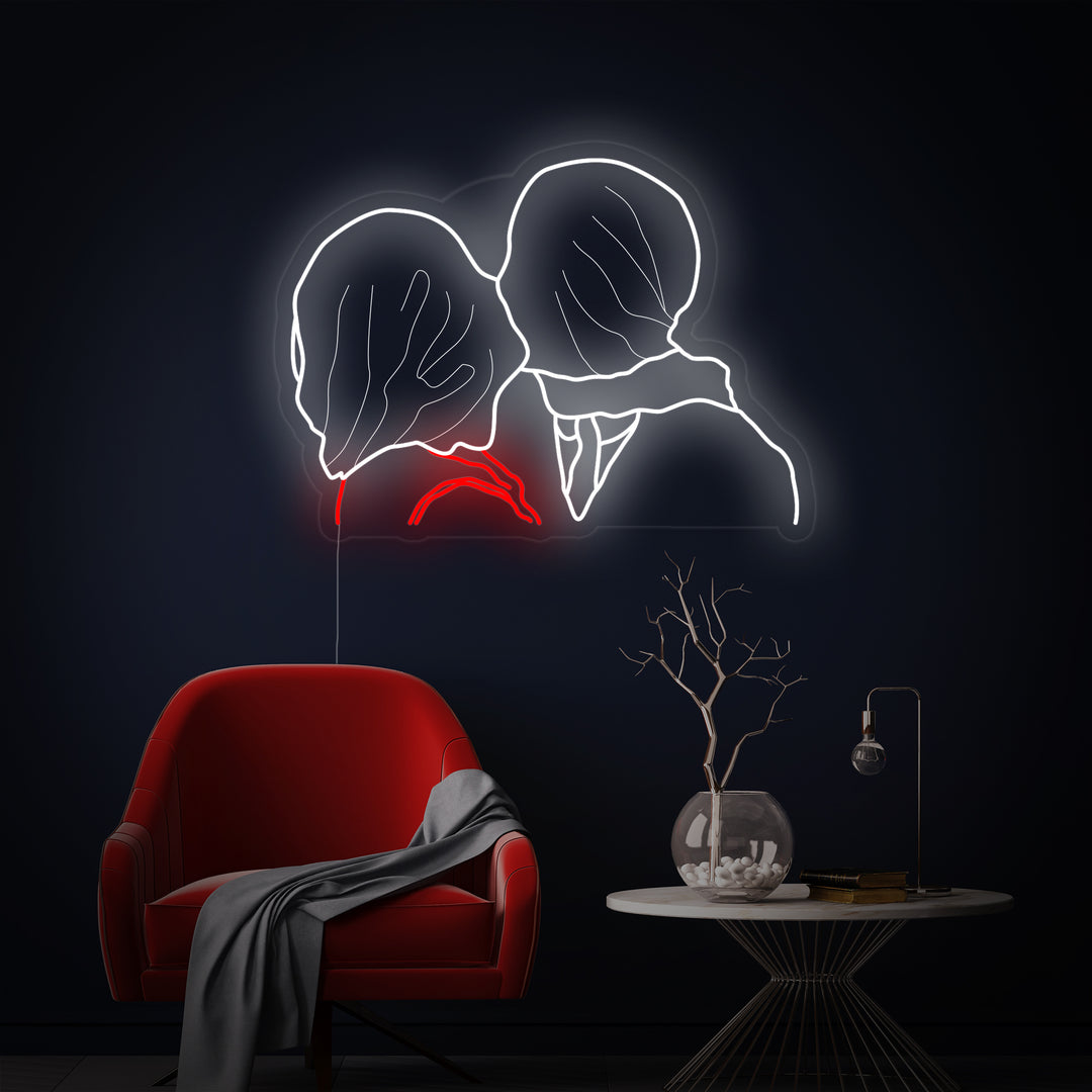 "De Geliefden Rene Magritte" Neon Verlichting