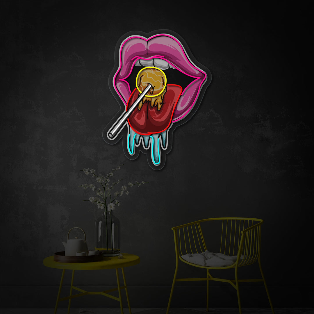 "Tong eet snoep" UV-geprint LED-neonbord