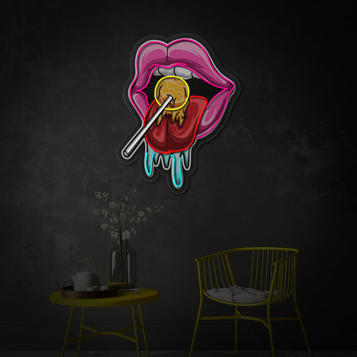 "Tong eet snoep" UV-geprint LED-neonbord