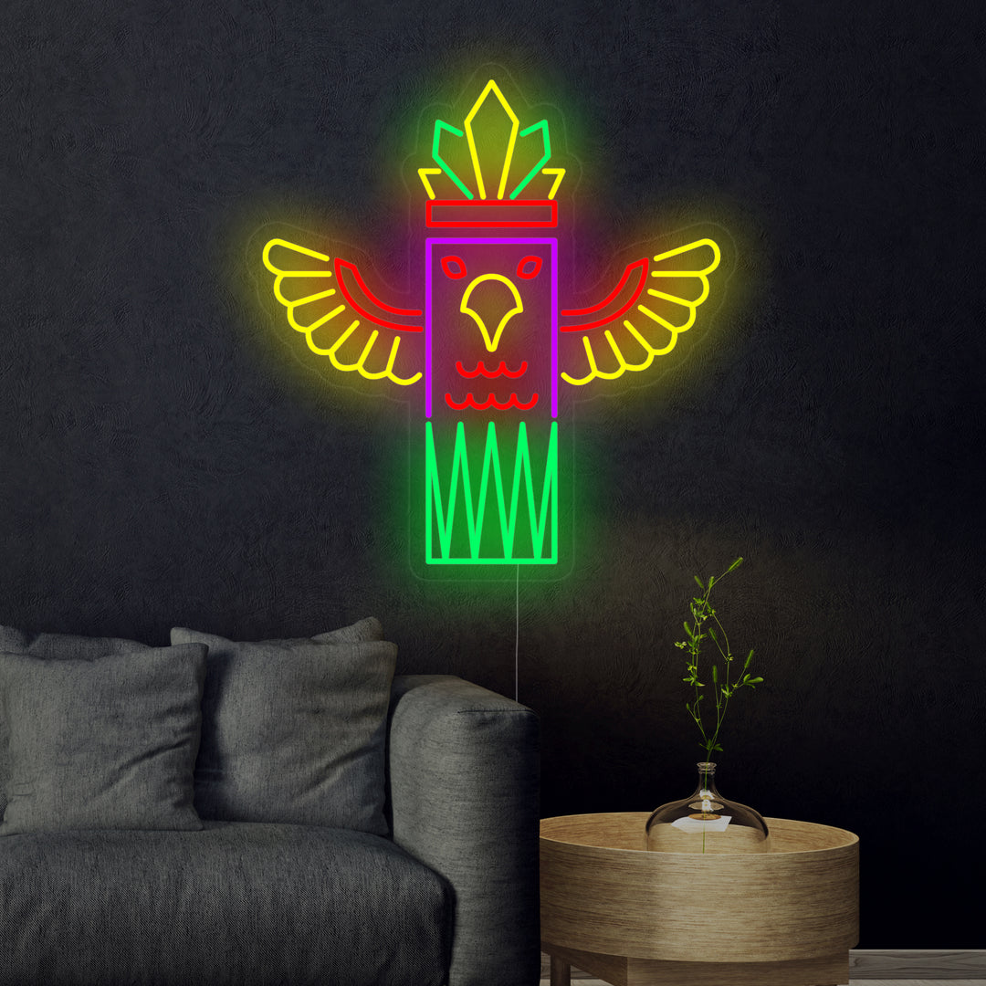 "Totempaal Met Vogel" Neon Verlichting