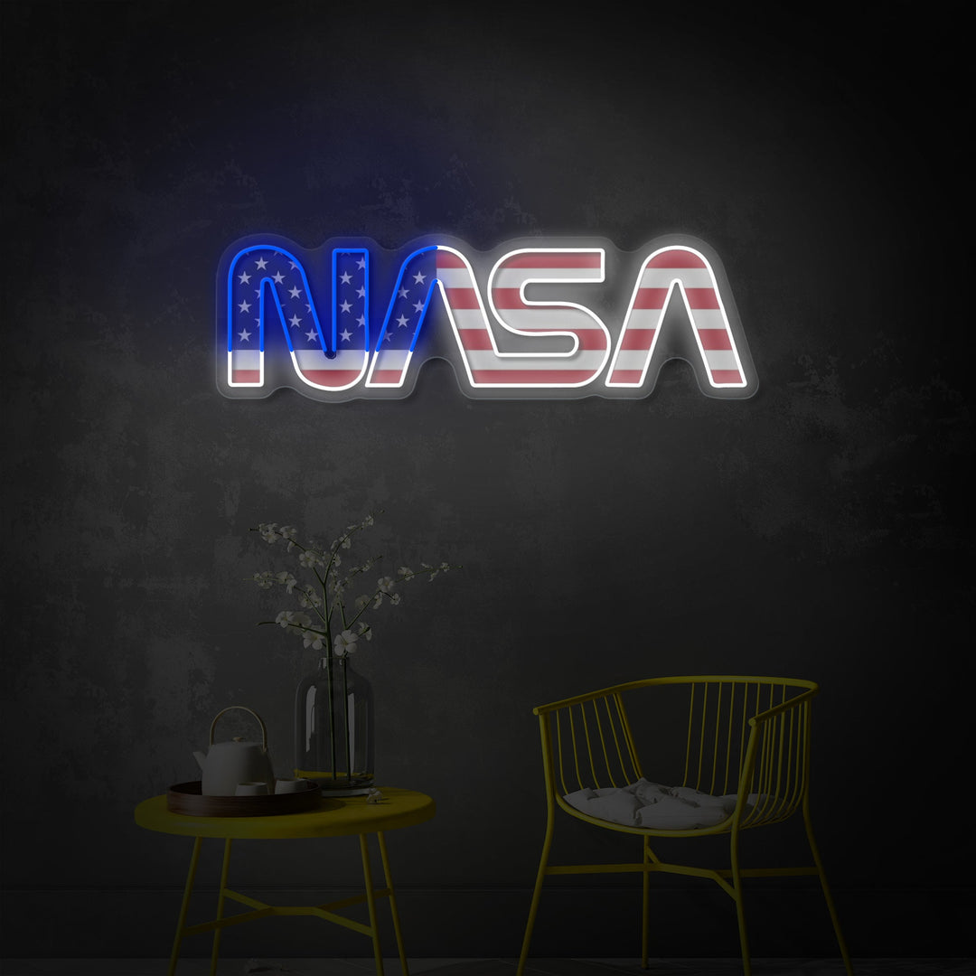 "Vlagvormige NAS -logo in de VS" UV-geprint LED-neonbord