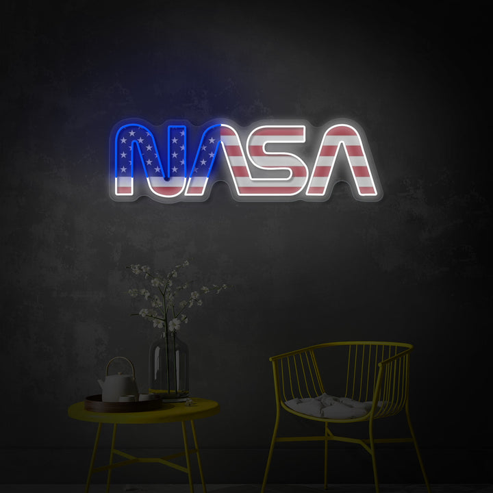 "Vlagvormige NAS -logo in de VS" UV-geprint LED-neonbord