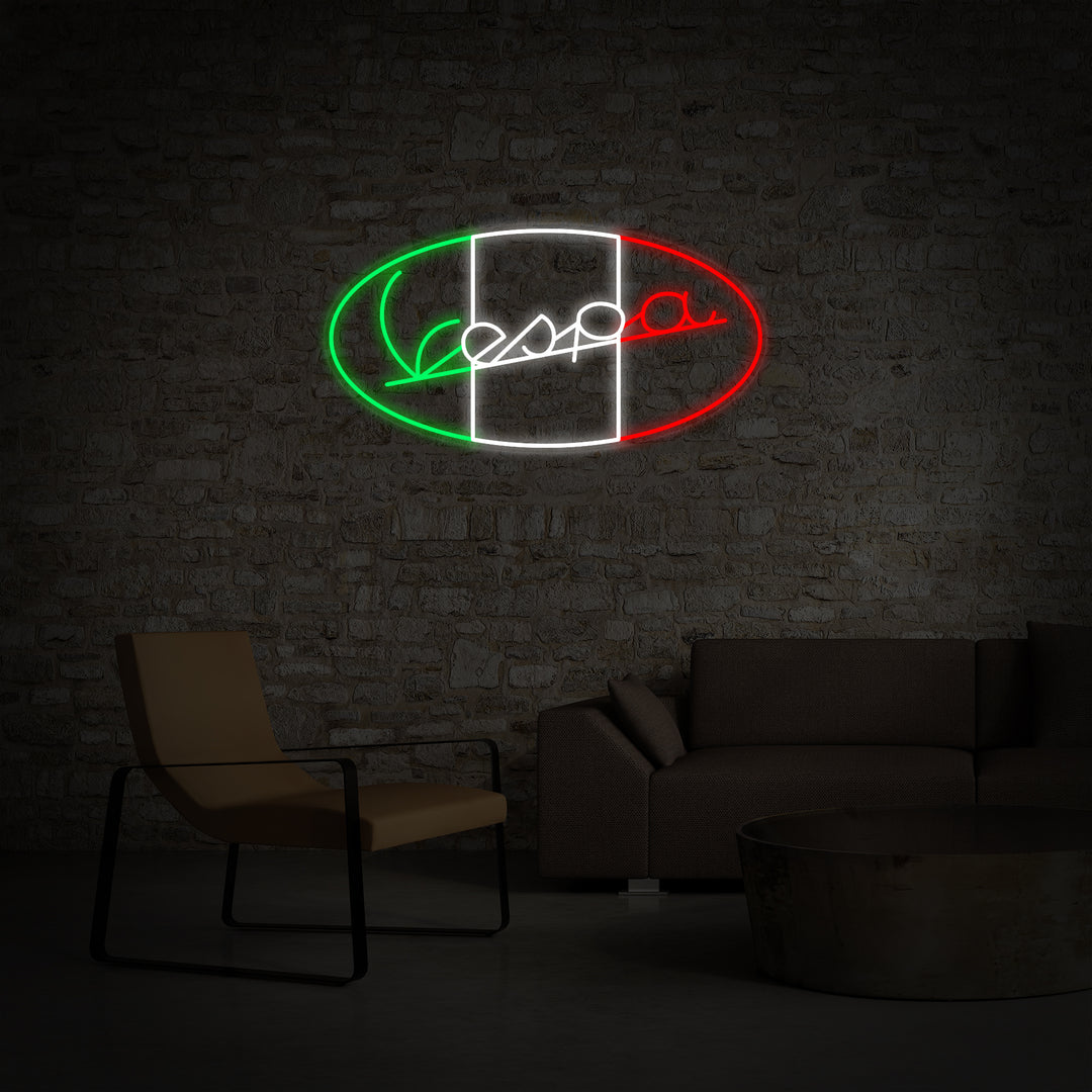"Vespa Italiaanse Motorfiets Logo" Neon Verlichting