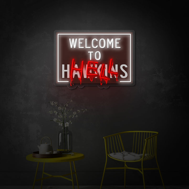 "Welcome To Hell" UV-geprint LED-neonbord