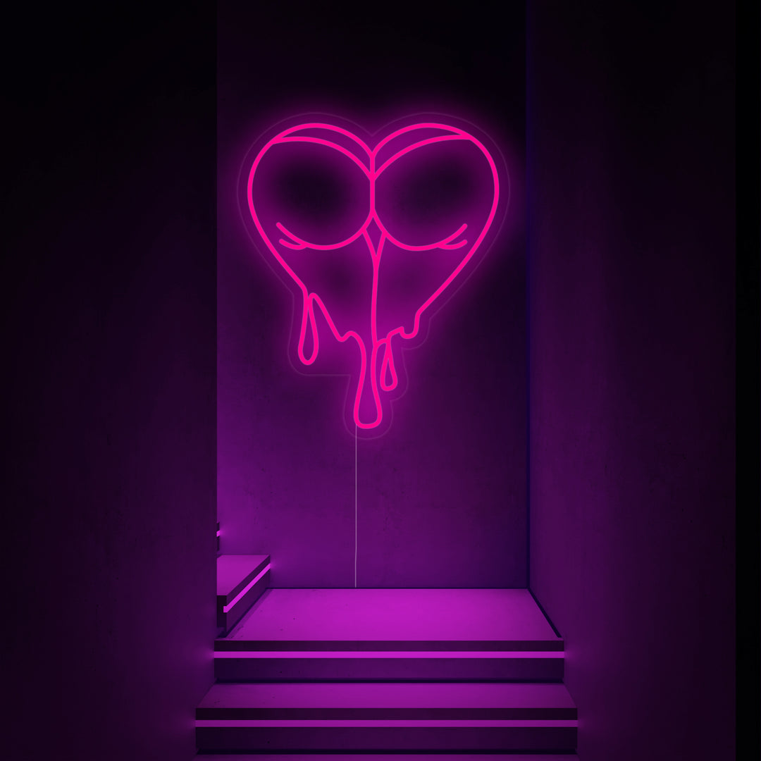 "Natte Kont Naar Druppend Hart" Neon Verlichting