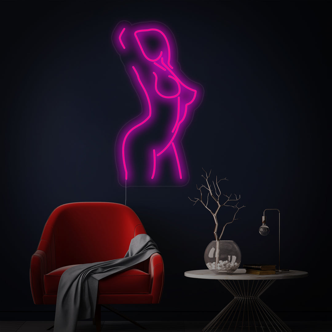 "Vrouw Dame Rug Meisje Lichaam" Neon Verlichting