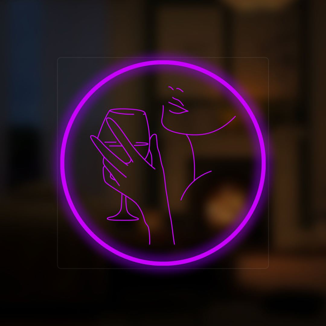 "Vrouw, Wijn, Bar, Club" Miniatuur Neonbord