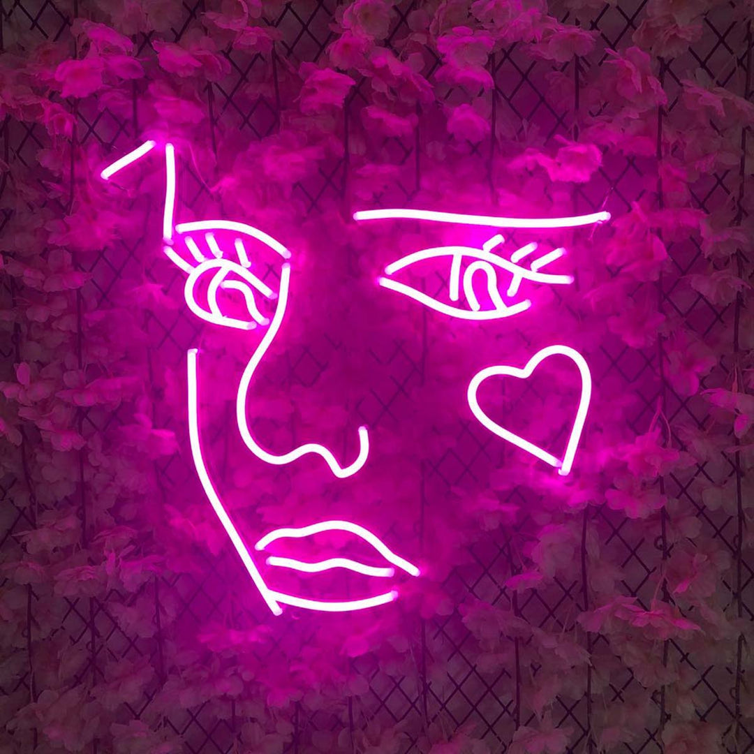 "Vrouwen Gezicht Liefde Hart" Neon Verlichting