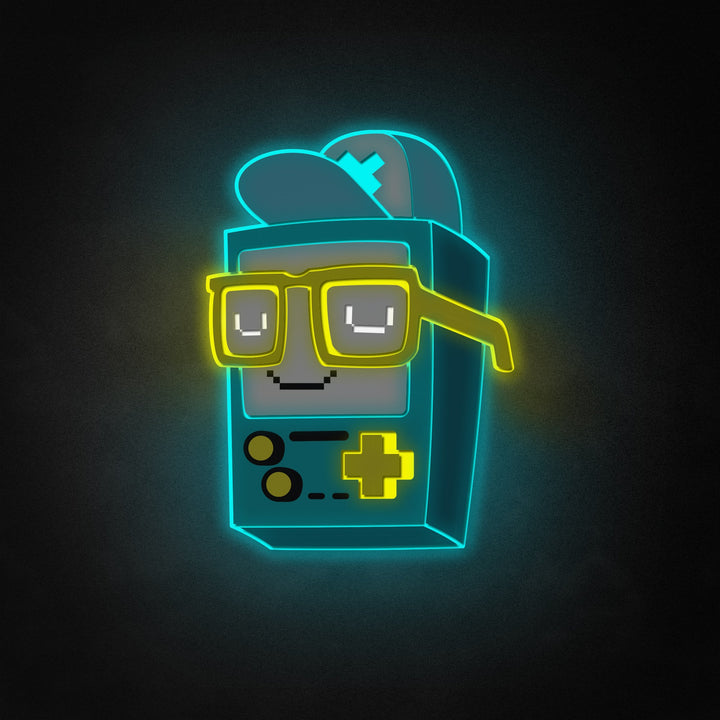 "Console Game-personage met een bril" Neon Like