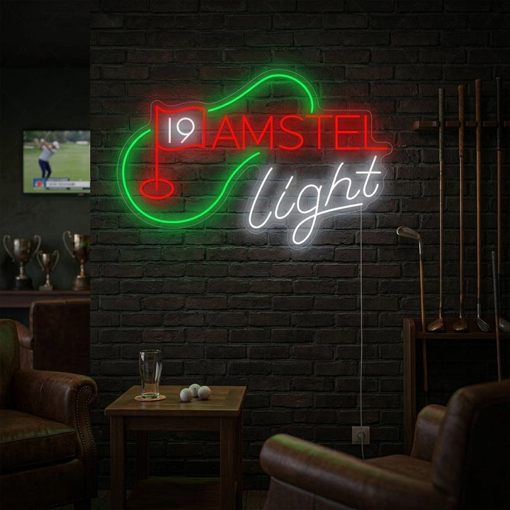 "19e hole golf bier" Neonbord