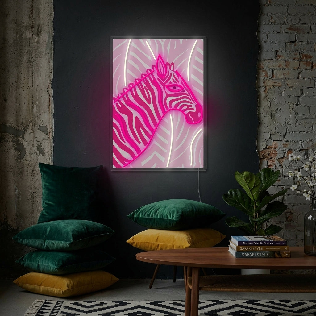 "Felroze Zebra" Neonbord