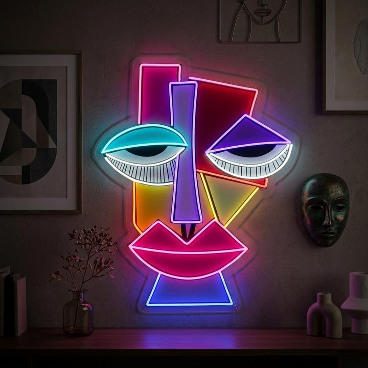 "Abstract Gezicht Picasso" Neonbord