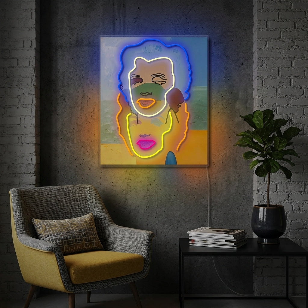 "Dubbelportret" Neonbord