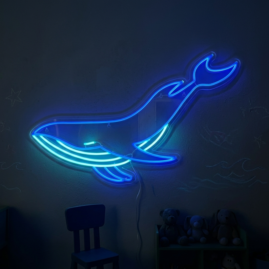 "Blauwe Vinvis" Neon Verlichting