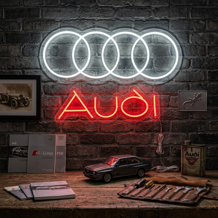 "Aud-Logo Met Vier Cirkels" Neon Verlichting
