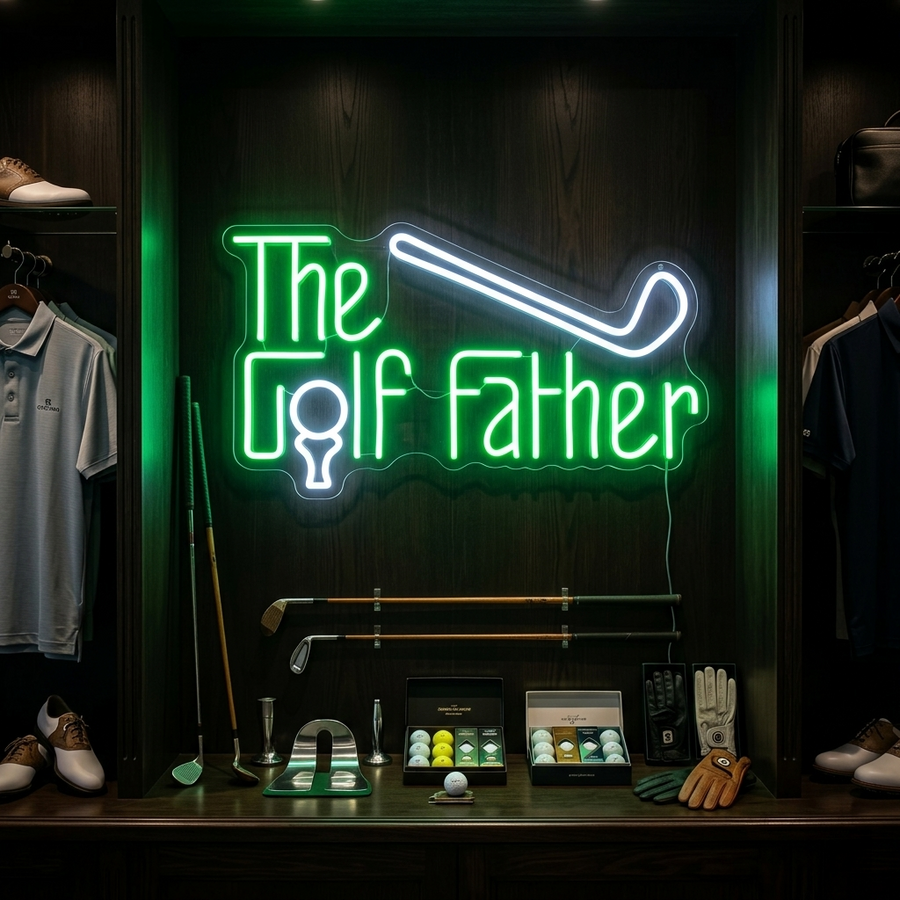 The Golf Father groene LED neon tekstbord