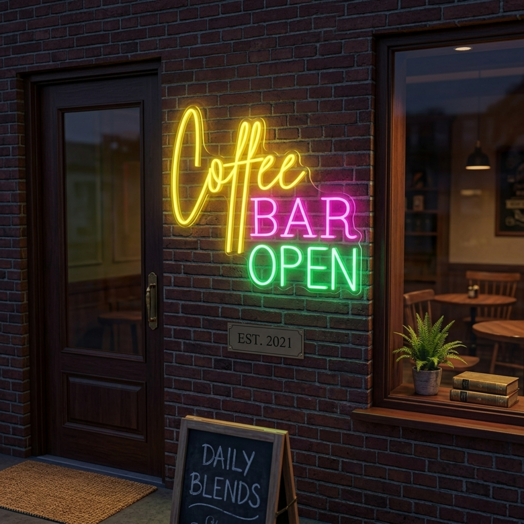 "Coffee Bar Open" Neon Verlichting