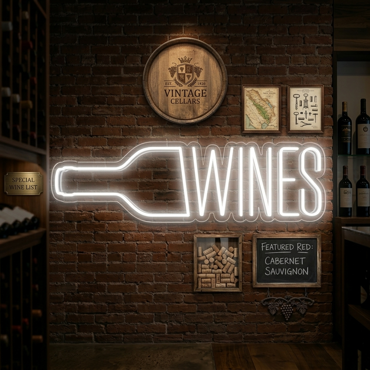"Wine, Wijnfles, Bar" Neon Verlichting