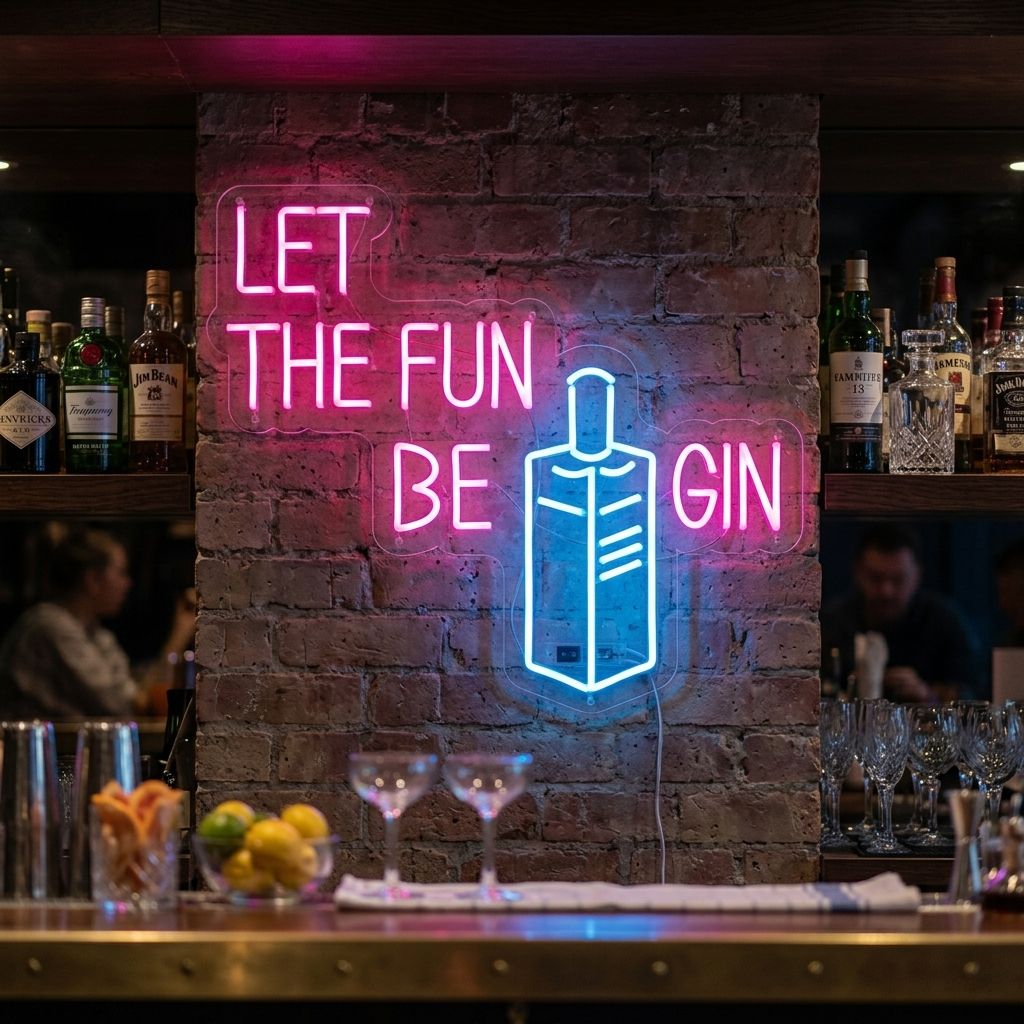 "Let Fun Be Gin Fles Bierbar" Neon Verlichting