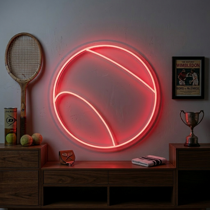 Rode tennisbal LED neon wandlamp